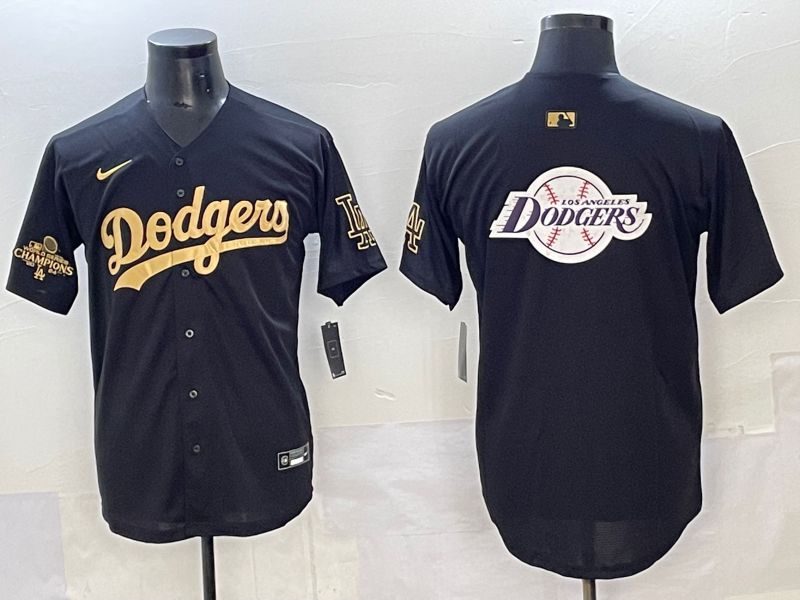 Men Los Angeles Dodgers Blank Black Gold Nike MLB Jersey style 0021
